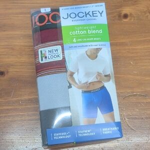 Jockey Lightweight Cotton Blend 7" Long Leg Boxer Brief - 4 Pack - Size L